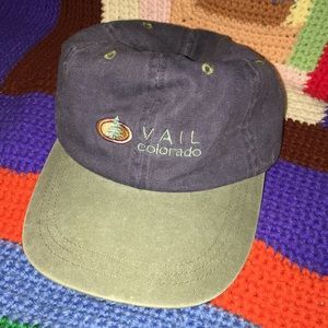 Vail Colorado 6 panel cap blue green hat